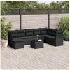 Image de Salon de jardin modulable 9 pièces - Rotin Noir - 8 personnes - Table fixe - 55 x 62 x 69 cm