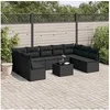 Image de Salon de jardin modulable resine tressee noir 9 personnes 55 x 62 x 69 cm 10 pieces