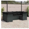 Image de Salon de jardin modulable - Lot de 6 pièces - Résine tressée Noir - Table fixe - 6 personnes