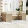 Image de Salon de jardin modulable 6 pièces en résine tressée beige 6 personnes - 55 x 62 x 69 cm