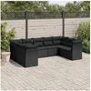 Image de Salon de jardin modulable resine tressee noir 9 pieces 55 x 62 x 69 cm 9 personnes