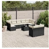 Image de Salon de Jardin avec Coussins 10 pcs, Canapés de Terrasse, Ensemble de Meubles de Patio, Mobilier d'Extérieur, Noir 3218156