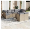 Image de Salon de jardin modulable - 10 pièces - Rotin - Beige - 9 personnes