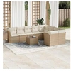 Image de Salon de jardin modulable - Lot de 10 pièces - Rotin Beige - 9 personnes - 55 x 62 x 69 cm