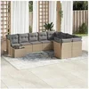 Image de Salon de jardin modulable rotin 10 pieces beige 55 x 62 x 69 cm 9 personnes