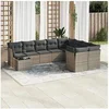 Image de Salon de jardin modulable - Pack de 10 pièces - Résine tressée grise 9 personnes - Table 55x62x69 cm