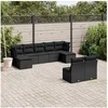 Image de Salon de jardin modulable - Pack de 9 pièces - Résine tressée noir 9 personnes