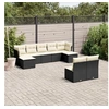 Image de Salon de jardin 9 pcs avec coussins noir résine tressée 3218266
