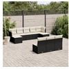 Image de Salon de Jardin avec Coussins 10 pcs, Canapés de Terrasse, Ensemble de Meubles de Patio, Mobilier d'Extérieur, Noir 3218286