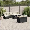 Image de Salon de Jardin avec Coussins 10 pcs, Canapés de Terrasse, Ensemble de Meubles de Patio, Mobilier d'Extérieur, Noir 3218316