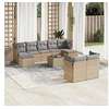 Image de Salon de jardin modulable resine tressee 9 personnes beige 55 x 62 x 69 cm 10 pieces