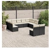 Image de Salon de jardin 11 pcs avec coussins noir résine tressée 3218346