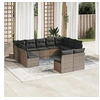Image de Salon de jardin 11 pcs avec coussins gris résine tressée 3218350