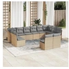 Image de Salon de jardin avec coussins 12 pcs beige résine tressée 3218369