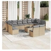 Image de Salon de jardin modulable - Lot de 13 pièces - Résine tressée beige 12 personnes 55x62x69 cm