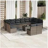 Image de Salon de jardin avec coussins 13 pcs gris résine tressée 3218380