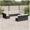 Image de Salon de jardin avec coussins 13 pcs noir résine tressée 3218386