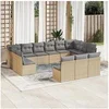 Image de Salon de jardin avec coussins 13 pcs beige résine tressée 3218389