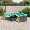 Image de Salon de jardin modulable GENERIQUE marron resine tressee 14 pieces 55 x 62 x 69 cm 12 personnes