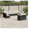 Image de Salon de jardin 12 pcs avec coussins noir résine tressée 3218426