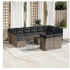 Image de Salon de jardin modulable resine tressee 13 pieces 12 personnes 55 x 62 x 69 cm gris