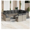 Image de Salon de jardin modulable resine tressee 13 pieces gris 55 x 62 x 69 cm 12 personnes