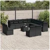 Image de Salon de Jardin avec Coussins 14 pcs, Canapés de Terrasse, Ensemble de Meubles de Patio, Mobilier d'Extérieur, Noir 3218495