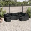 Image de Salon de jardin 9 pcs avec coussins noir résine tressée 3218565