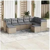 Image de Salon de jardin avec coussins 9 pcs beige résine tressée 3218569