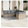 Image de Salon de jardin avec coussins 8 pcs beige résine tressée 3218589
