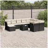 Image de Salon de jardin 11 pcs avec coussins noir résine tressée 3218596