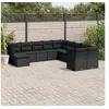 Image de Salon de jardin 11 pcs avec coussins noir résine tressée 3218605
