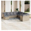 Image de Salon de jardin 11 pcs avec coussins beige résine tressée 3218609