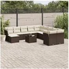 Image de Salon de jardin modulable - Lot de 12 pièces - Résine tressée - 11 personnes - Table 62x62x69 cm