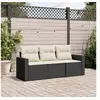 Image de Salon de jardin 3 pcs avec coussins noir résine tressée 3218646