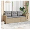 Image de Salon de jardin avec coussins 3 pcs beige résine tressée 3218649