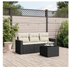 Image de Salon de jardin 4 pcs avec coussins noir résine tressée 3218656