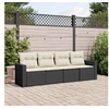 Image de Salon de jardin 4 pcs avec coussins noir résine tressée 3218666