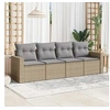 Image de Salon de jardin avec coussins 4 pcs beige résine tressée 3218669