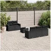 Image de Salon de jardin 6 pcs avec coussins noir résine tressée 3218685