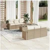 Image de Salon de jardin modulable resine tressee 6 personnes 7 pieces 65.5 x 62 x 37 cm beige