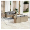 Image de Salon de jardin modulable rotin 7 pieces 6 personnes 65.5 x 62 x 37 cm beige