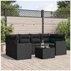 Image de Salon de jardin 7 pcs avec coussins noir résine tressée 3218705