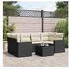 Image de Salon de jardin 7 pcs avec coussins noir résine tressée 3218706