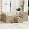 Image de Salon de jardin modulable - Lot de 7 pièces - Rotin beige - 6 personnes