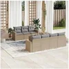 Image de Salon de jardin modulable GENERIQUE resine tressee 8 pieces beige 65.5 x 62 x 37 cm 7 personnes
