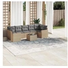 Image de Salon de jardin modulable - Lot de 8 pièces - Rotin beige - 7 personnes