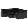 Image de Salon de jardin 9 pcs avec coussins noir résine tressée 3218745