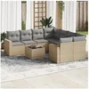 Image de Salon de jardin modulable rotin 8 personnes beige 65.5 x 62 x 37 cm 9 pieces