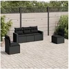 Image de Salon de jardin 5 pcs avec coussins noir résine tressée 3218775